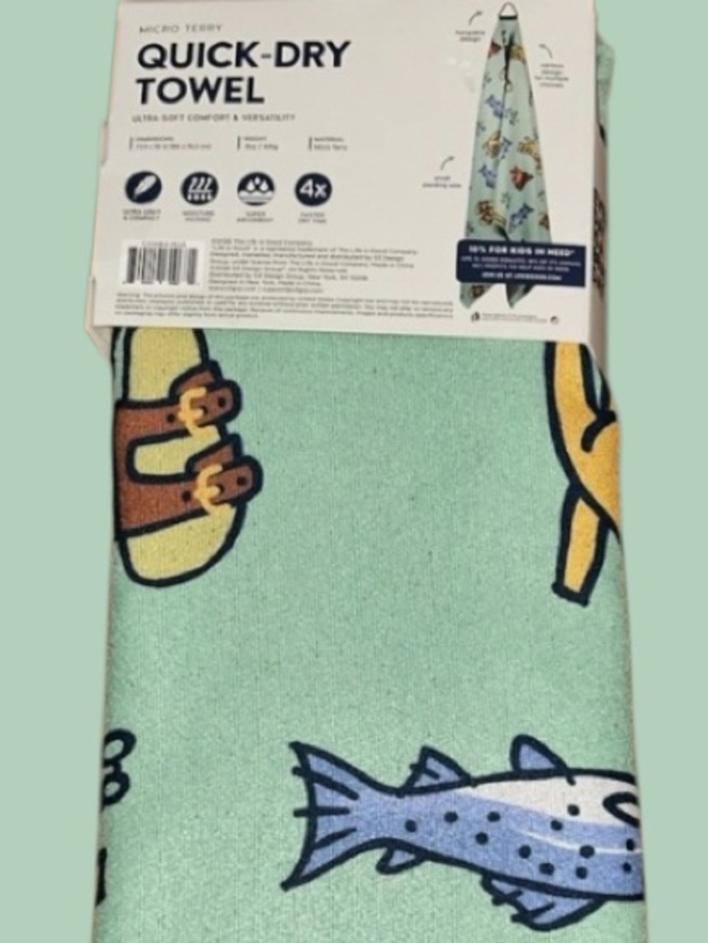 Life Is Good Mint Fish & Campfire Quick-Dry Towel